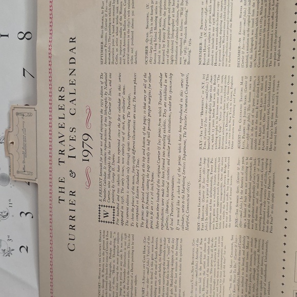 Currier & Ives Calendar Travelers Hartford Conn  22"x16” 1979  Vintage Antique - Picture 3 of 16